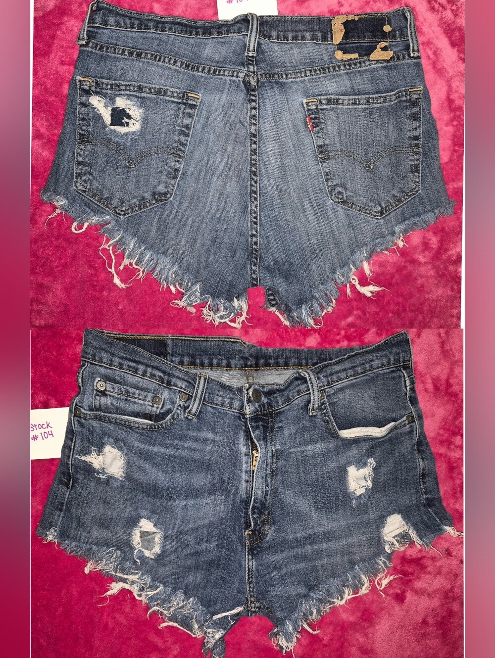 Vintage Levi's Blue Distressed Cutoff Denim Shorts with Frayed Hem